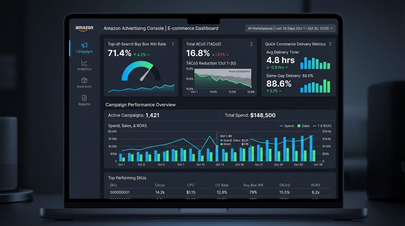 Amazon Advertising Console and E-Commerce Dashboard